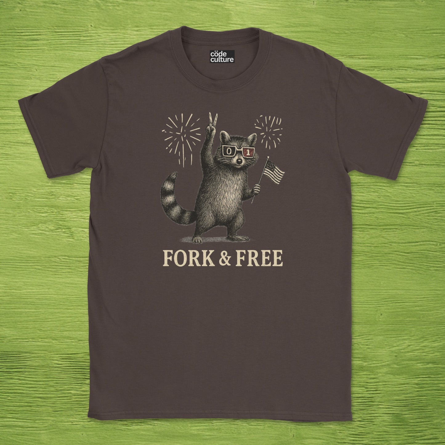 fork & free racoon shirt