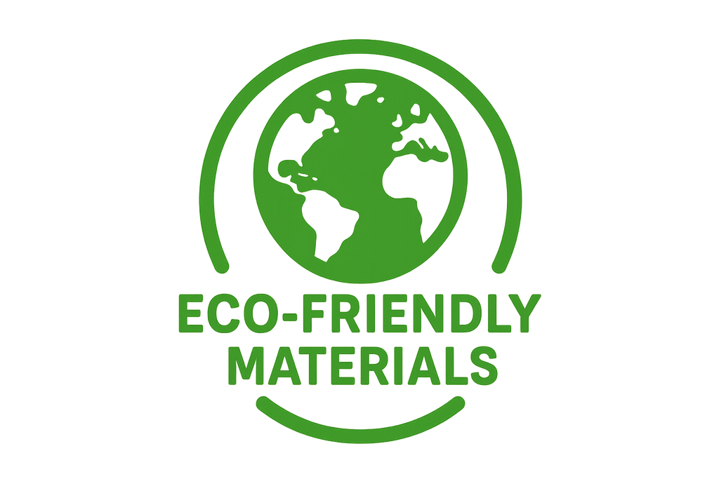 generate a earth icon stamp in #2CD044 color with "Eco-Friendly materials" text at the bottom of the icon