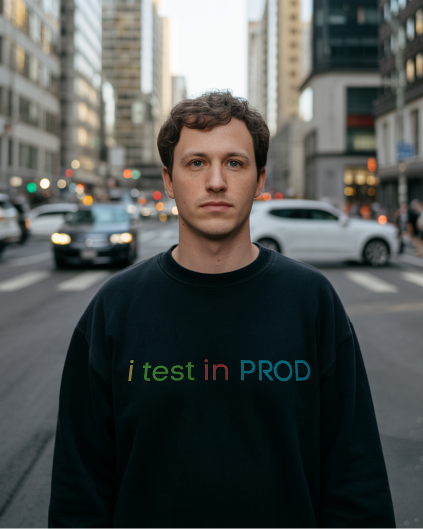 i test in PROD sweatshirt