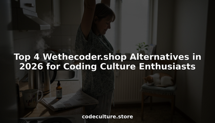 Developer wearing branded coding t-shirt in office