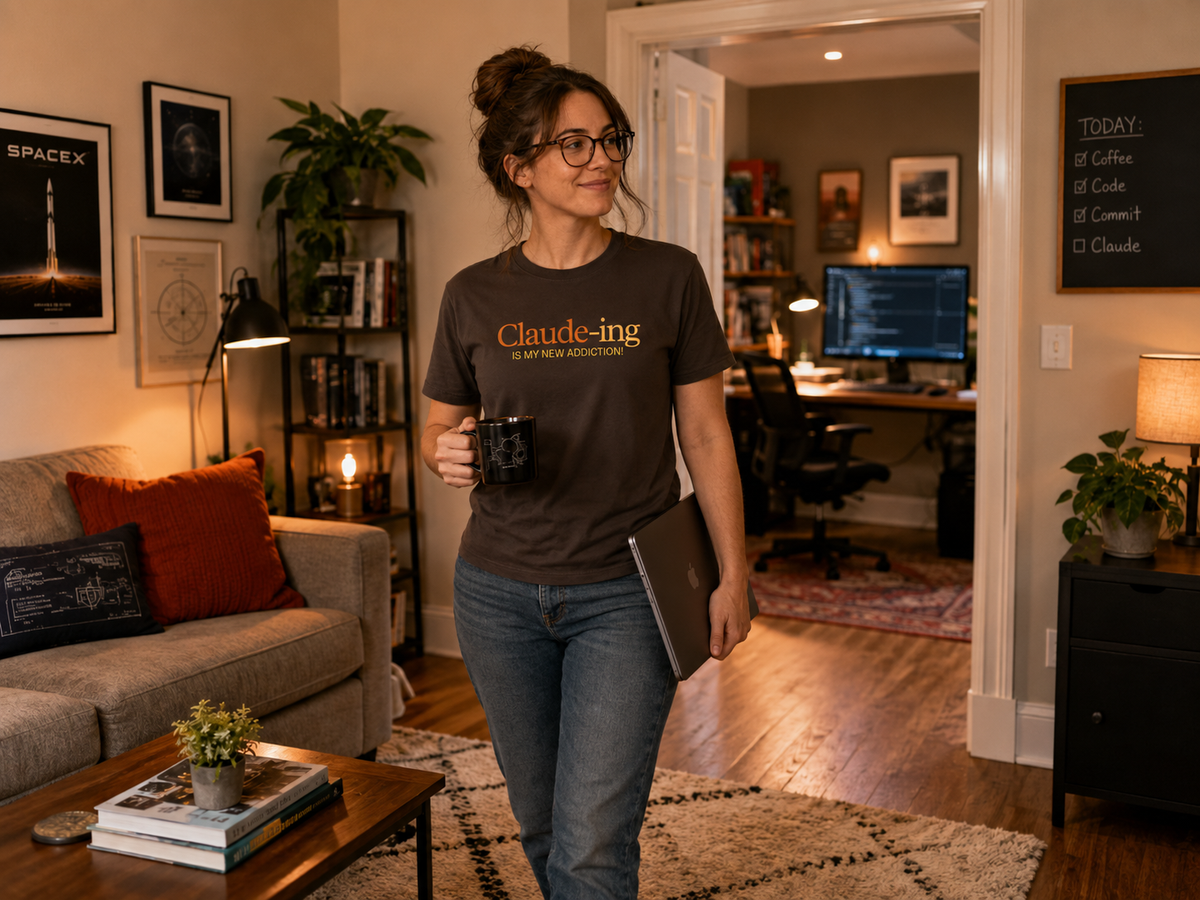 Claude-themed developer shirt hero image for comparing Fable, Mythos, Opus, Sonnet, and Haiku.