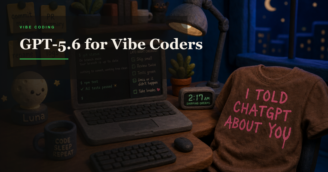 Late night coding desk with a ChatGPT shirt, terminal, checklist, and Luna desk lamp