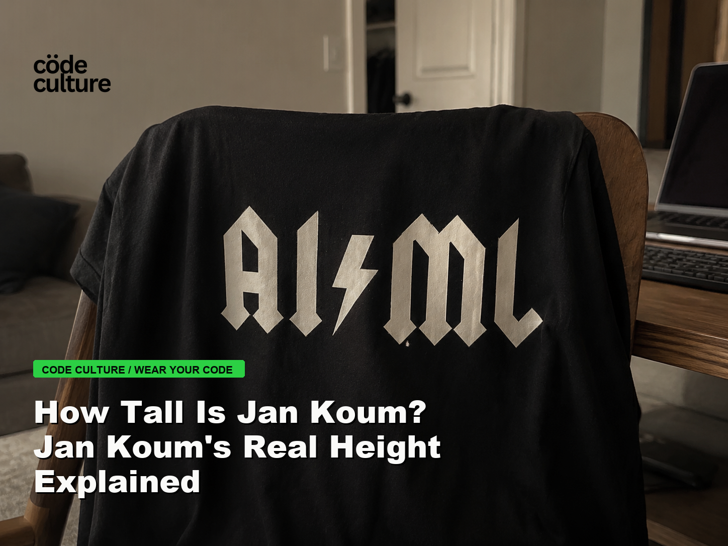 Code Culture blog banner for How Tall Is Jan Koum? Jan Koum's Real Height Explained, featuring a aiml 100416 developer t-shirt.