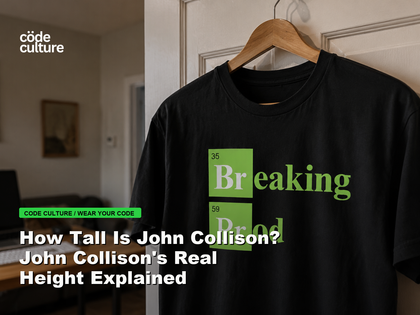 Code Culture blog banner for How Tall Is John Collison? John Collison's Real Height Explained, featuring a 35 breaking 59 prod developer t-shirt.