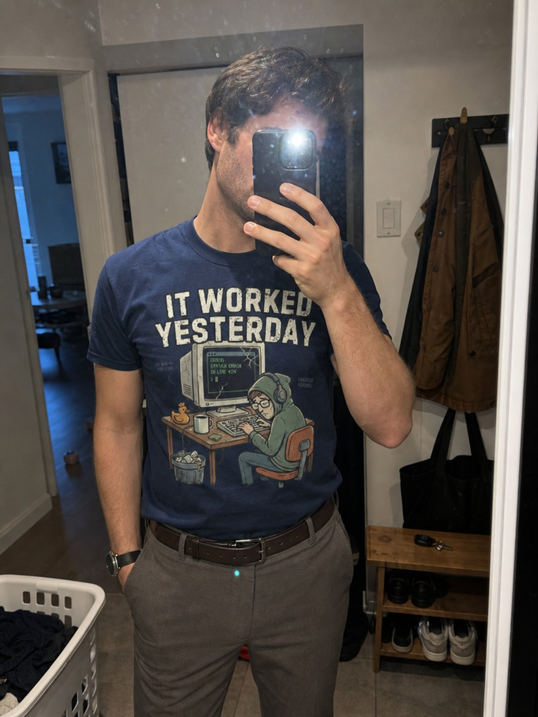 Developer wearing a Code Culture t-shirt