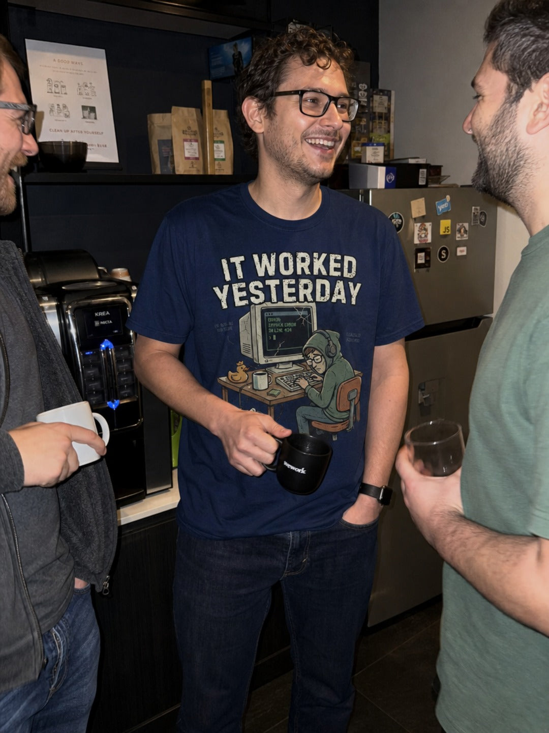 Developer wearing a Code Culture t-shirt