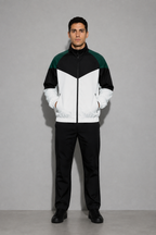 Men’s Colorblock Lightweight Sports Jacket | Black And White | full body | CodeCulture catalog