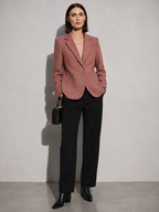 Women's Quilted Woolen Suit Jacket in Orange, 01 main, worn by model