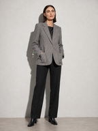 Women's Quilted Woolen Suit Jacket in Gray, 01 main, worn by model