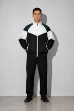 Men’s Colorblock Lightweight Sports Jacket | White And Black | full body | CodeCulture catalog