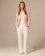 Women's Lightweight Down-Filled Quilted Jacket for Layering in Pink, 01 main, worn by model