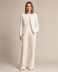 Women's Lightweight Down-Filled Quilted Jacket for Layering in White, 01 main, worn by model