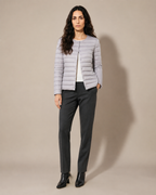 Women's Lightweight Down-Filled Quilted Jacket for Layering in Silver, 01 main, worn by model