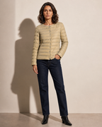 Women's Lightweight Down-Filled Quilted Jacket for Layering in Khaki, 01 main, worn by model