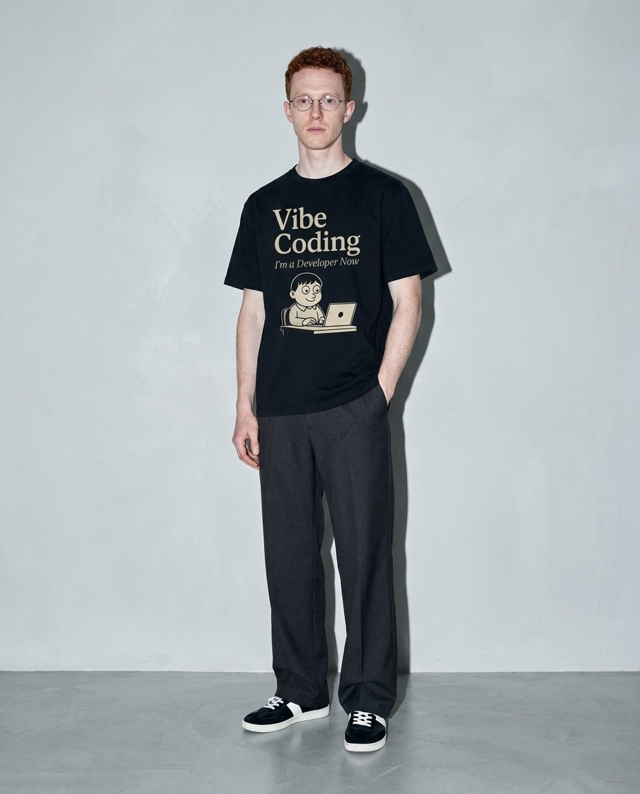 vibe coding Premium Shirt — Black Model Full Body