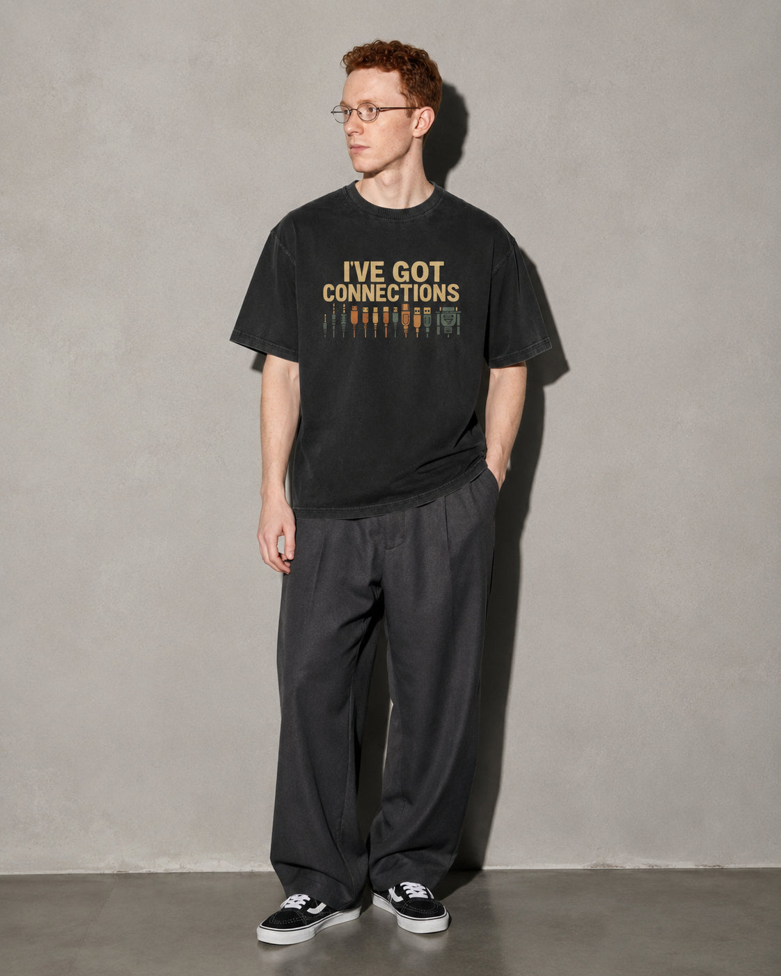 i've got connections Premium Shirt — Black Model Full Body