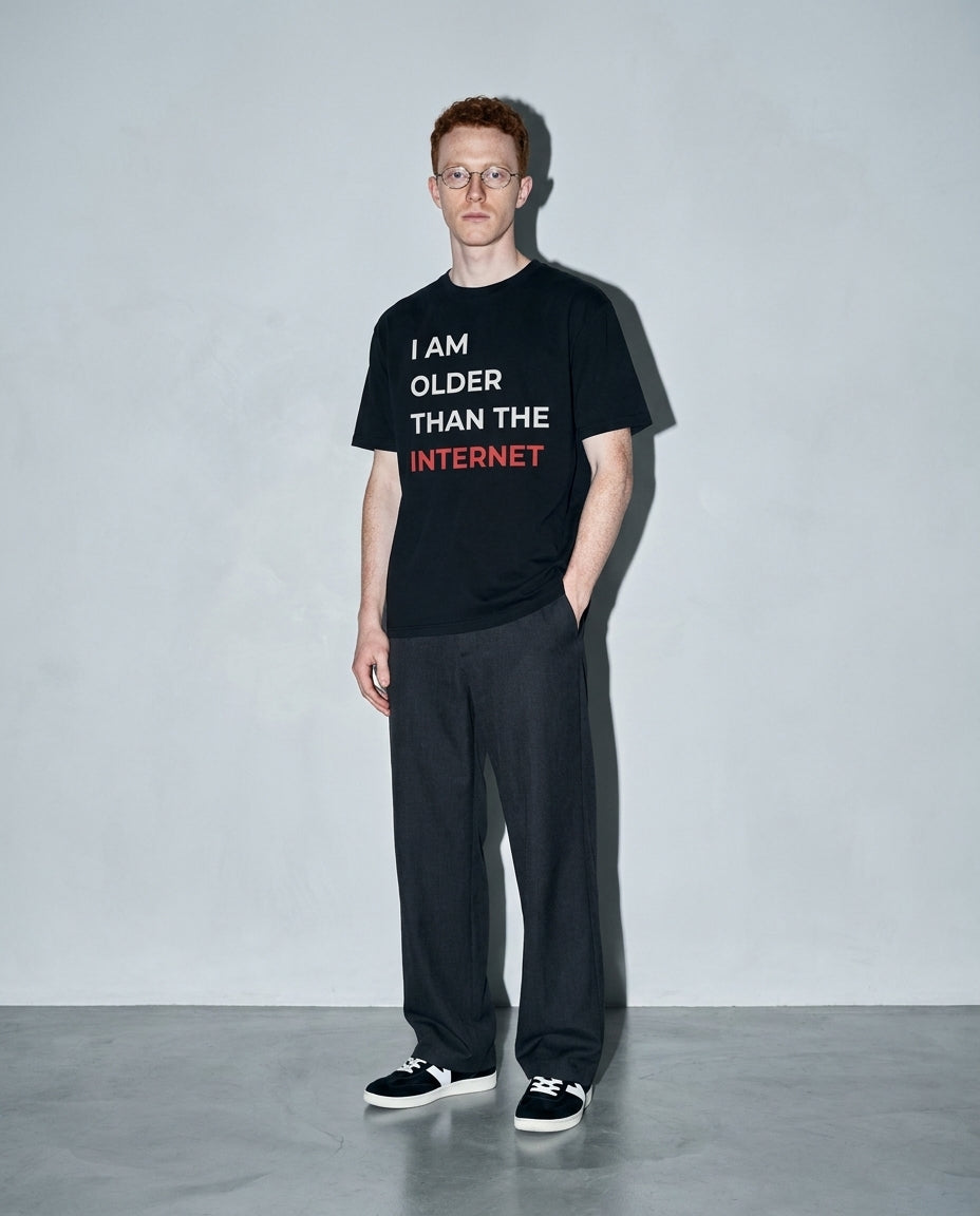 I am older than the internet Premium Shirt — Black Model Full Body