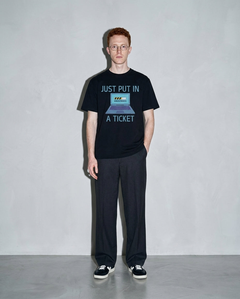 just put in a ticket Premium Shirt — Black Model Full Body