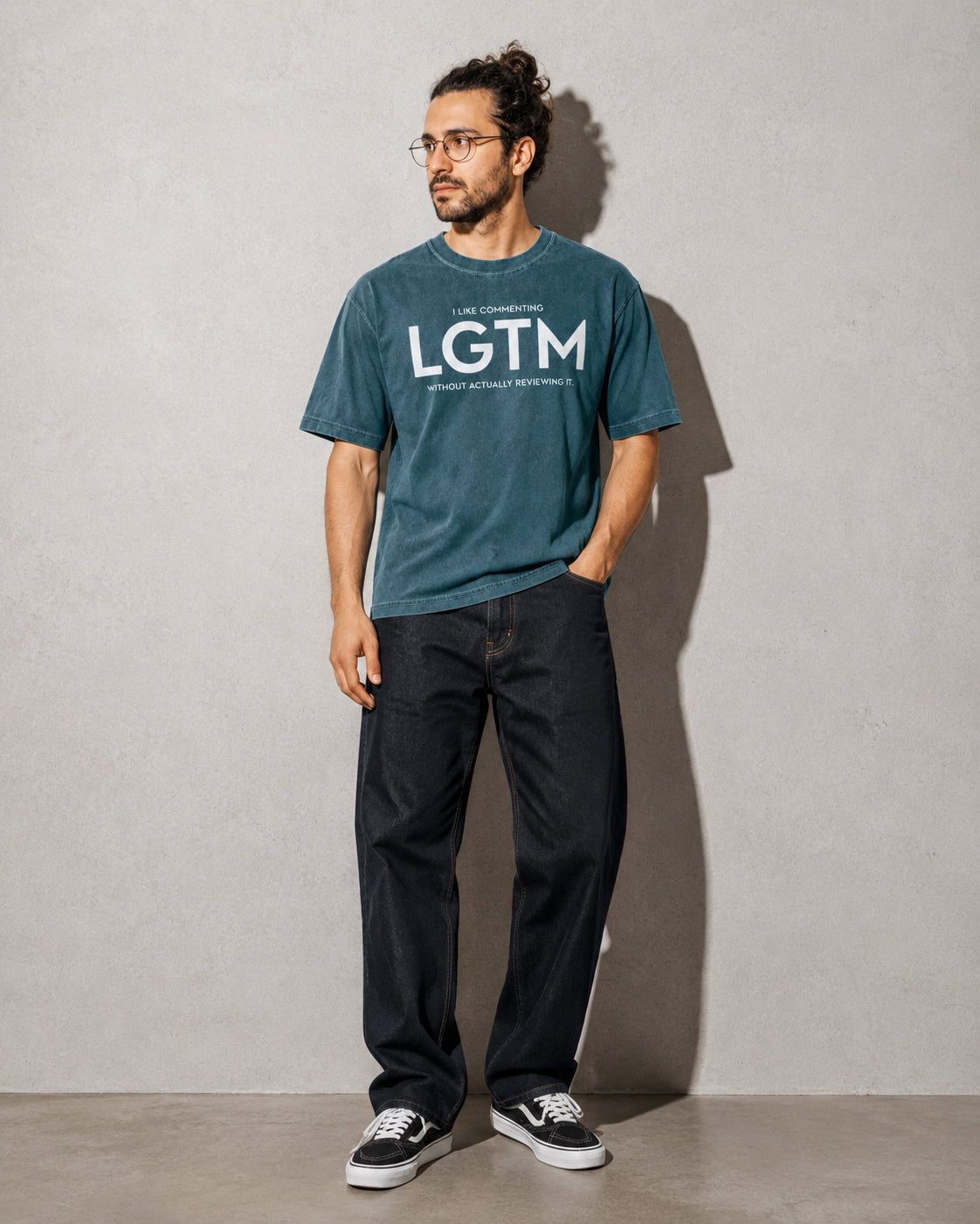 LGTM Premium Shirt — Blue Spruce Model Full Body
