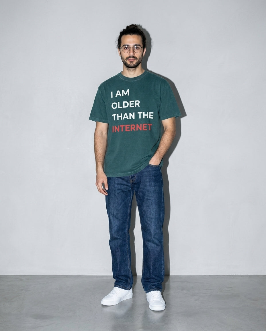 I am older than the internet Premium Shirt — Blue Spruce Model Full Body