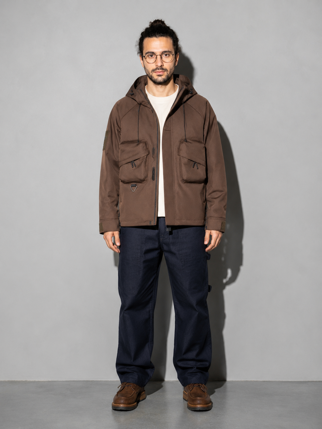 Code Culture catalog | mens-outdoor-workwear-versatile-casual-windbreaker-jacket | color-brown | full body
