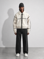 Code Culture catalog | mens-simple-lapel-fleece-jacket | ground-white | full body