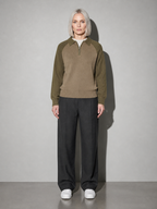 Code Culture catalog | american-casual-half-height-zip-polo-sweater | olive-green | full body