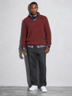 Code Culture catalog | mens-casual-loose-zip-stand-collar-sweater | red | full body