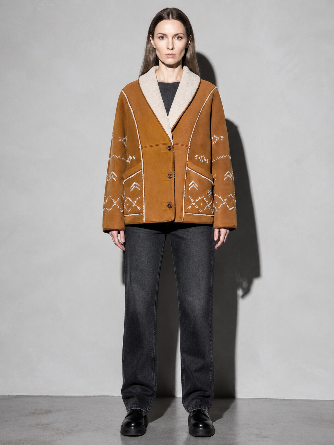 Code Culture catalog | fashion-women-warm-casual-jacket-coat | color-light-brown | full body