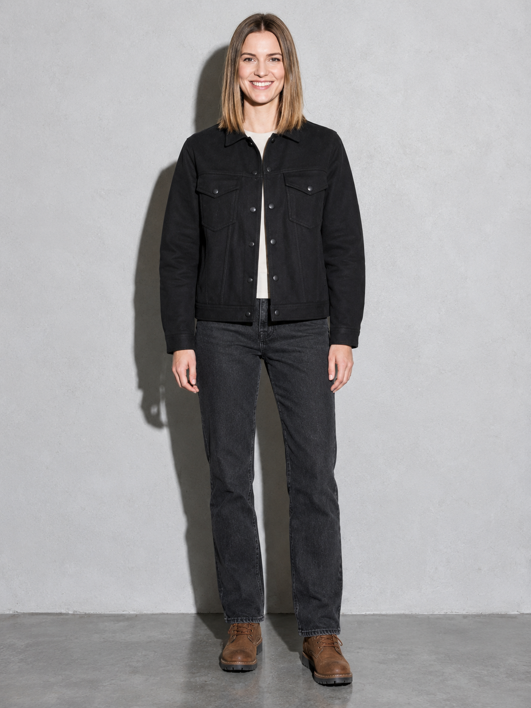Code Culture catalog | retro-vintage-workwear-casual-jacket | color-black | full body