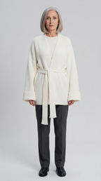 Code Culture catalog | cashmere-belt-knitted-cardigan-jacket | white | full body