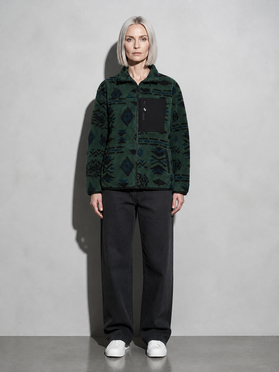 Code Culture catalog | mens-fleece-lined-outdoor-liner-polar-fleece-warm-jacket | dark-green | full body