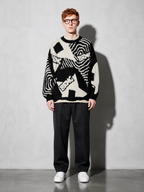 Code Culture catalog | mens-jacquard-sweater-casual-top | black | full body