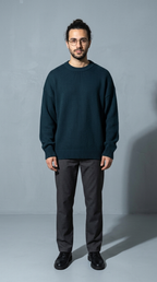 Code Culture catalog | loose-knit-sweater-thickened-bottoming-sweater | blue | full body