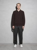 Code Culture catalog | mens-zip-up-polo-knit-sweater | brown | full body
