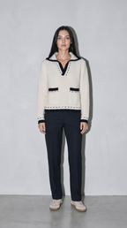 Code Culture catalog | v-neck-sweater-sweater-new-contrast-color | apricot | full body