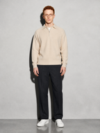 Code Culture catalog | american-casual-half-height-zip-polo-sweater | apricot-colored-rice | full body