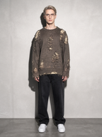 Code Culture catalog | ripped-sweater-mens-minority-all-match-idle-style | gray | full body