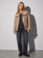Code Culture catalog | womens-double-sided-suede-motorcycle-jacket | color-tan | full body