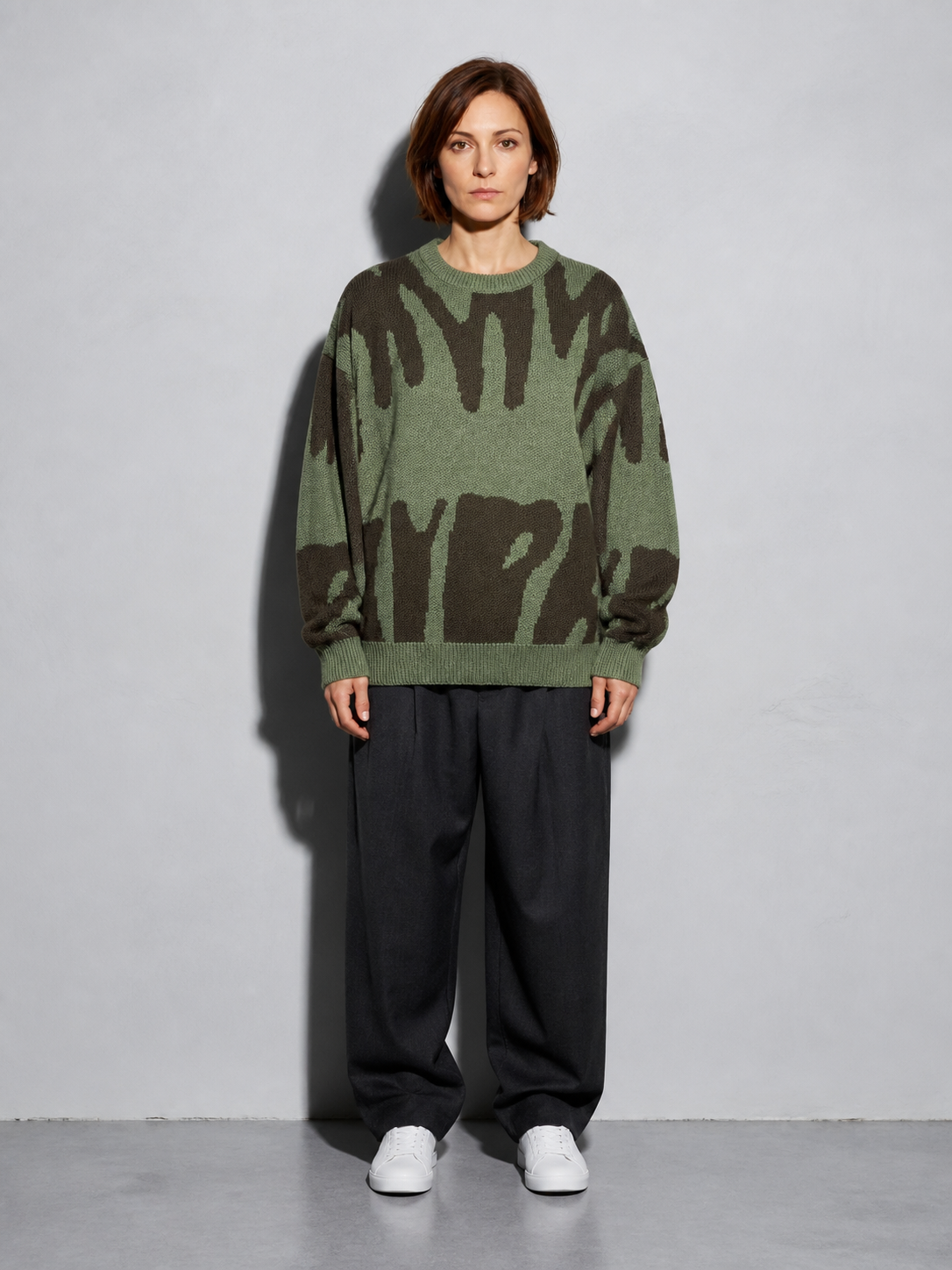 Code Culture catalog | mens-round-neck-sweater-sweater | emerald-green | full body