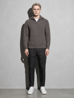 Code Culture catalog | pure-wool-sweater-half-height-zip-leisure-warm-sweater | misty-rain-camel | full body