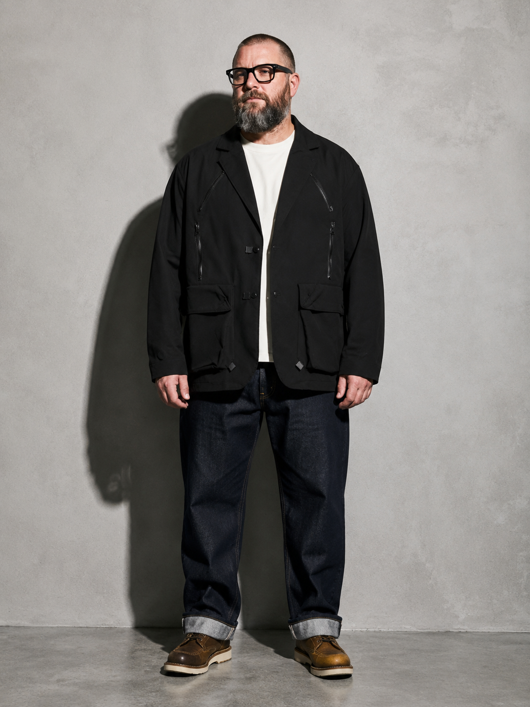 Code Culture catalog | loose-fitting-niche-design-workwear-jacket | color-black | full body
