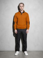 Code Culture catalog | stand-collar-long-sleeve-jacquard-knitted-pullover-sweater | brown2 | full body