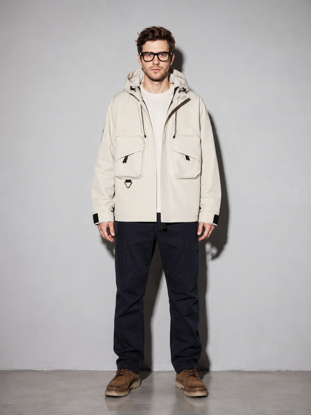 Code Culture catalog | mens-outdoor-workwear-versatile-casual-windbreaker-jacket | color-apricot | full body