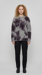 Code Culture catalog | retro-atmosphere-design-loose-sweater-sweater | dark-gray | full body
