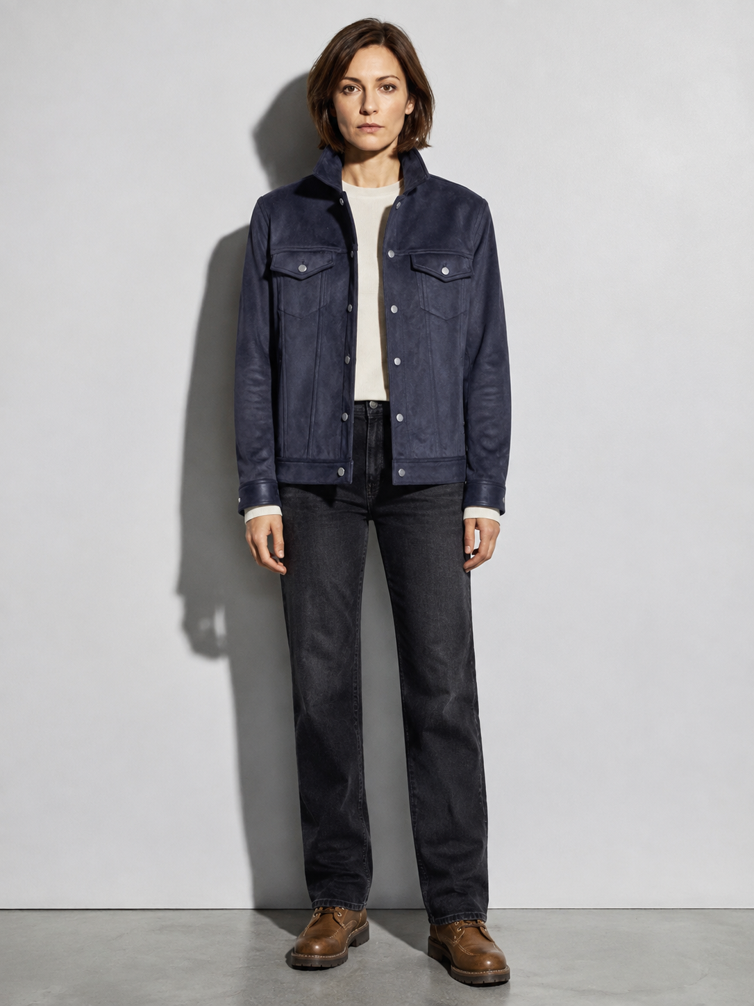 Code Culture catalog | new-suede-jacket-lapel-mens-workwear-coat | color-blue | full body