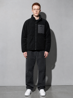 Code Culture catalog | mens-cardigan-fleece-outdoor-polar-fleece-jacket | black | full body