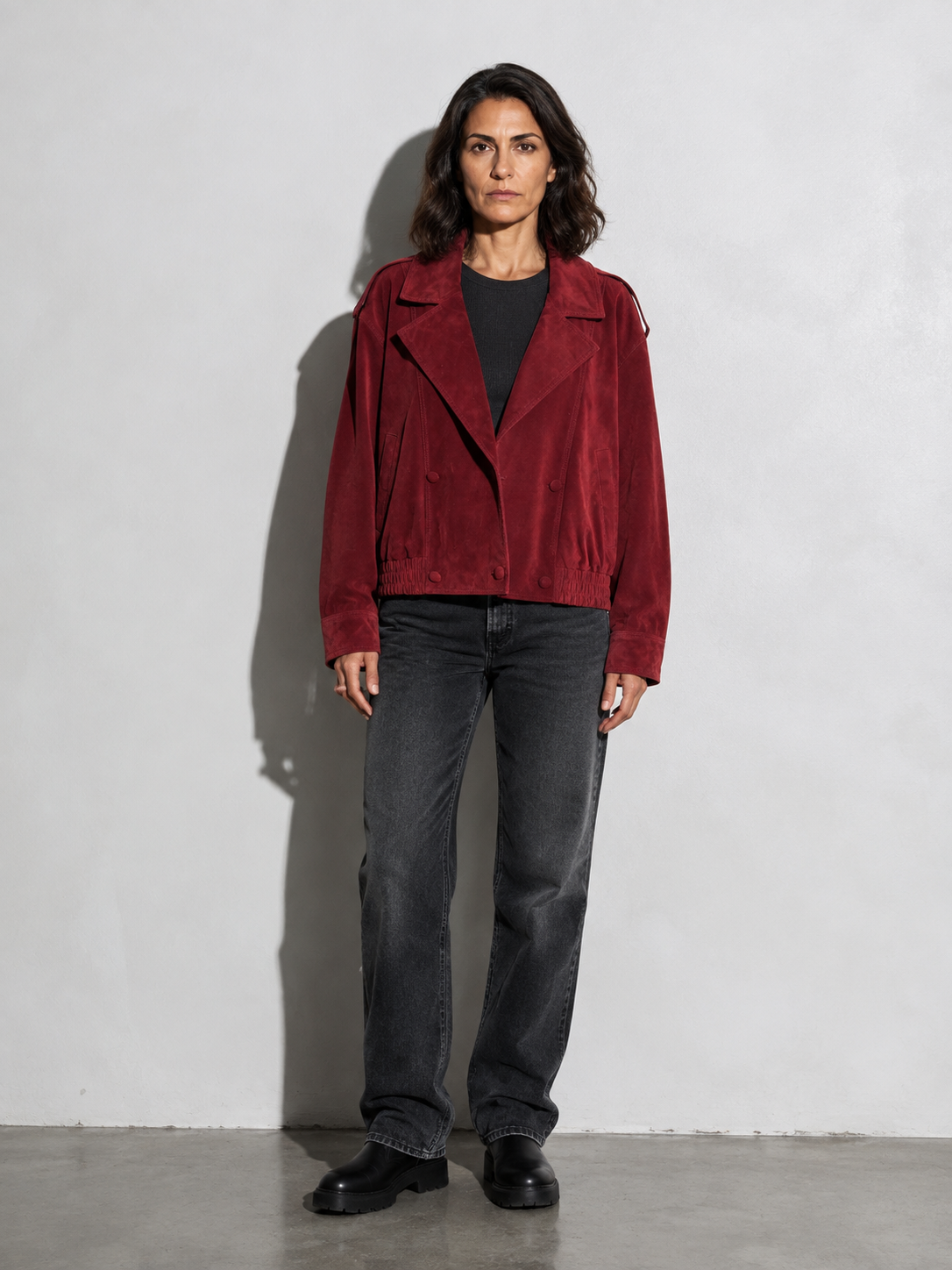 Code Culture catalog | new-autumnwinter-suede-jacket-for-women | color-brick-red | full body