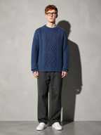 Code Culture catalog | autumn-and-winter-new-mens-twist-sweater-casual-round-neck-pullover-top | blue-round-neck | full body