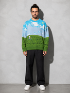 Code Culture catalog | brand-landscape-jacquard-sweater | blue | full body
